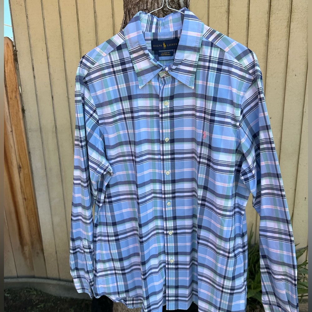 Button down shirt by Polo Ralph Lauren, men’s large.